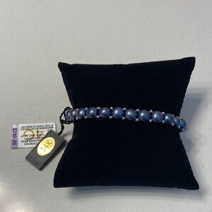 Beautiful Honora Peacock Pearl Stretch Bracelet with 14k White Gold Accents